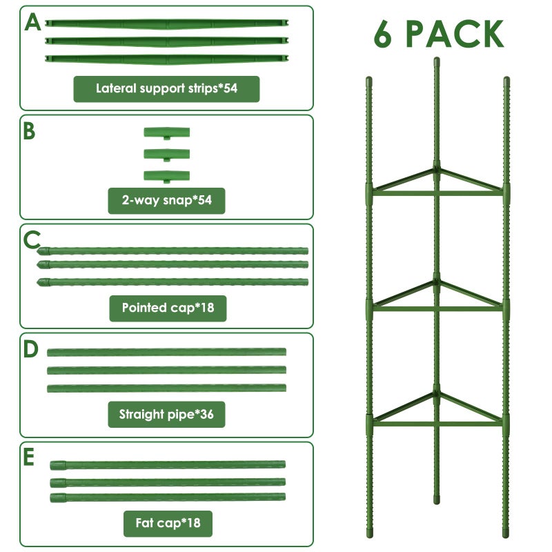 CEWOR Tomato Cage - 6 Pack Tomato Cages for Garden, 51.2inch Tall Tomato Trellis Triangle Stakes for Climbing Plants Outdoor, Plant Support Cages Structure for Pots, Raised Garden Bed, Vegetables - Image 2
