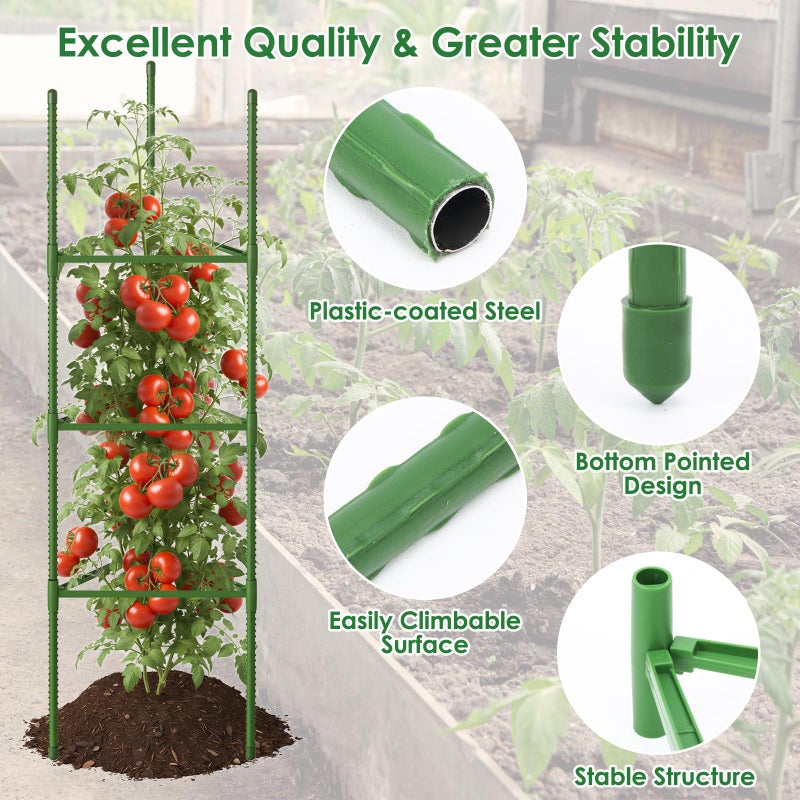 CEWOR Tomato Cage - 6 Pack Tomato Cages for Garden, 51.2inch Tall Tomato Trellis Triangle Stakes for Climbing Plants Outdoor, Plant Support Cages Structure for Pots, Raised Garden Bed, Vegetables - Image 5