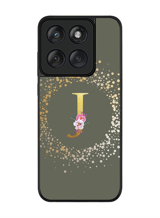 Stylizedd For Motorola MOTO Edge 60 Fusion/ Edge 60 Case,Slim fit Camera Protection, Shockproof Thin Phone cover  - Custom Monogram Floral - J  (Olive Green ) - Image 1