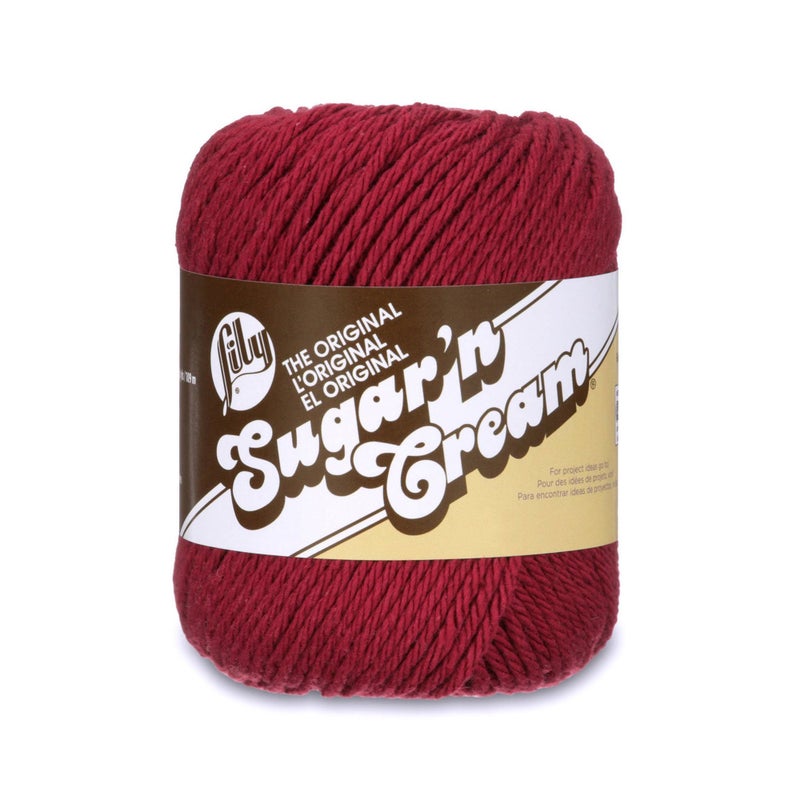 Lily Sugar N Cream The Original Solid Yarn 25oz Medium 4 Gauge 100 Cotton Wine Machine Wash Dry