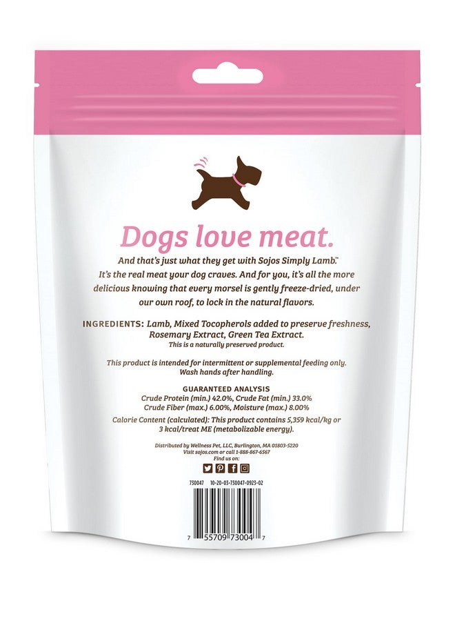 سوجوز طعام سوجوس الطبيعي للحيوانات الأليفة، لحم ضأن بسيط، مجفف بالتجميد، خالي من الحبوب، مكافآت الكلاب النيئة، كيس 4 أونصات (557030) - Image 2