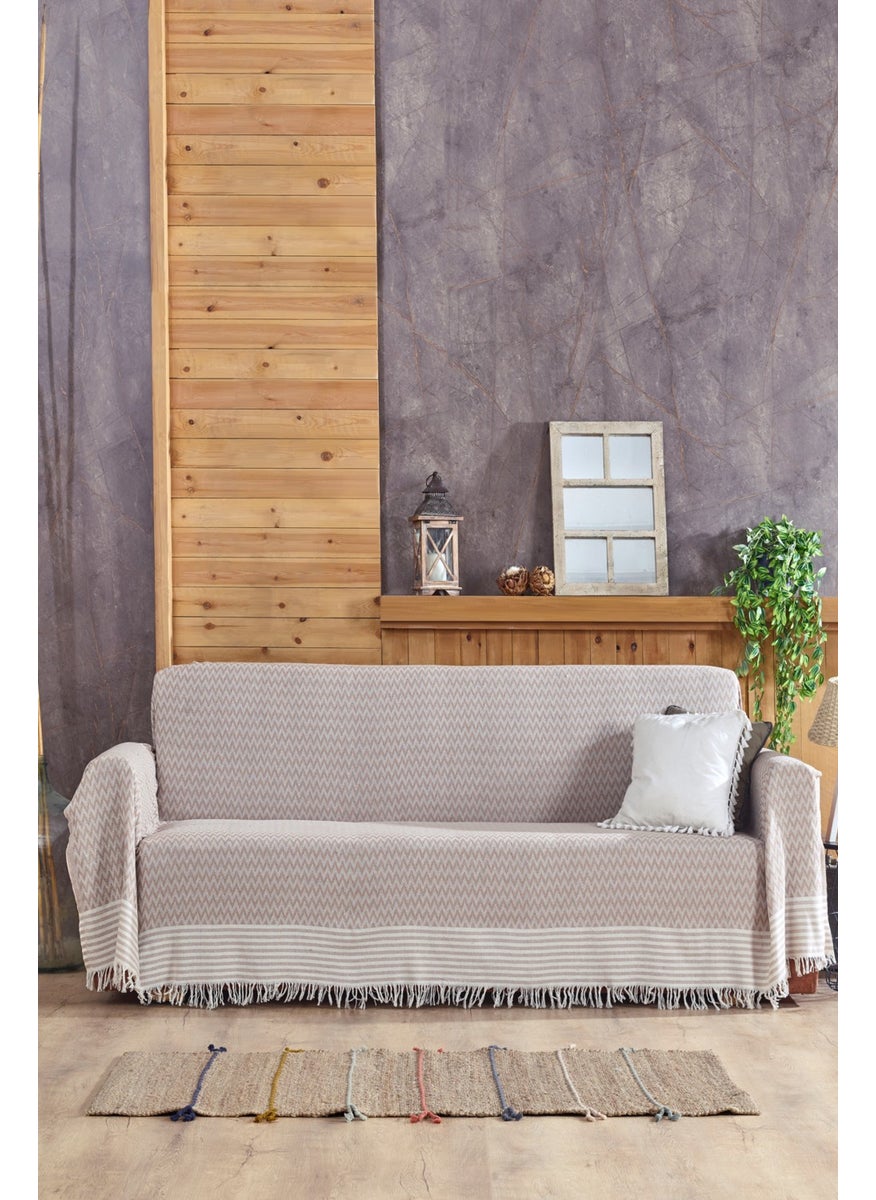 Vagonik - Zigzag Patterned 3M King Size Sofa Cover Covering Sofa Bed Arms 170 x 300 - Image 1