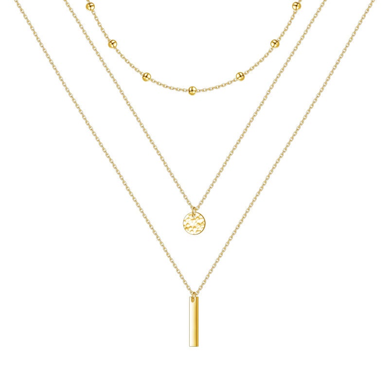 DAOCHONG S925 Sterling Silver Multilayer Layered Triple Multi Layer Long Chain Pendant Necklace for Women Jewelry - Image 1