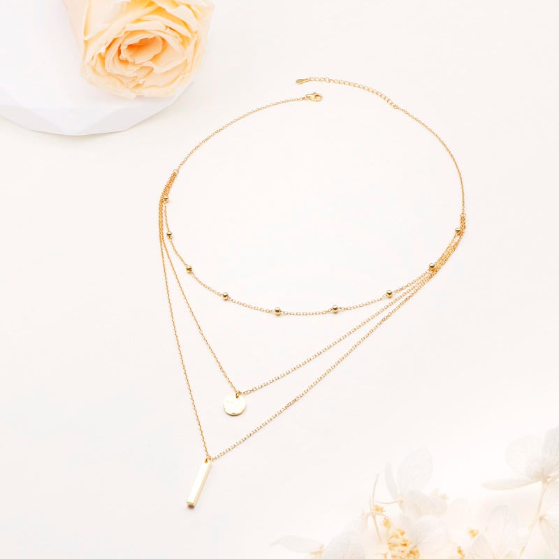 DAOCHONG S925 Sterling Silver Multilayer Layered Triple Multi Layer Long Chain Pendant Necklace for Women Jewelry - Image 3