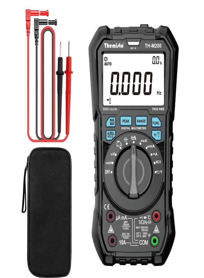 Themisto TH-M200 AC/DC Current, True RMS Digital Multimeter | 9999 Counts |10A | Black - Image 1