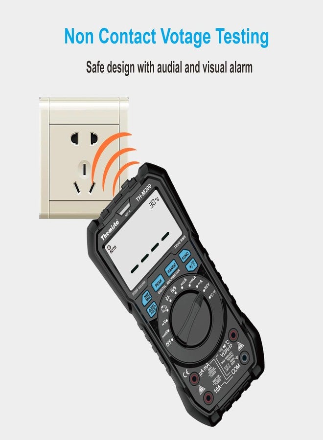 Themisto TH-M200 AC/DC Current, True RMS Digital Multimeter | 9999 Counts |10A | Black - Image 3