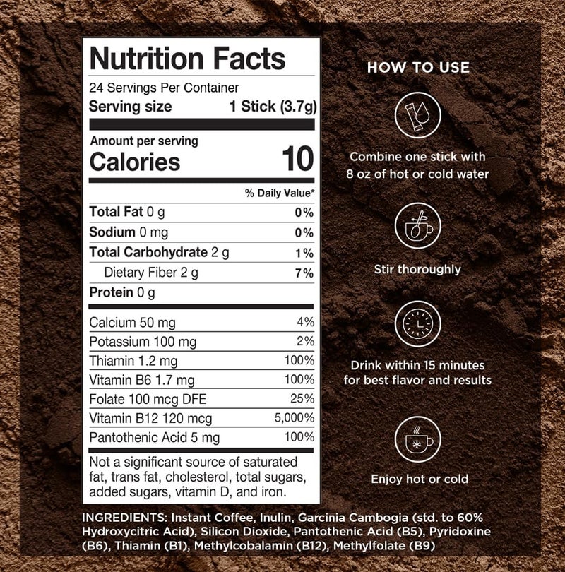 VitaCup Slim Instant Coffee Packets with Garcinia, Fiber, and B Vitamins - 24 Count Medium Dark Roast - Image 2