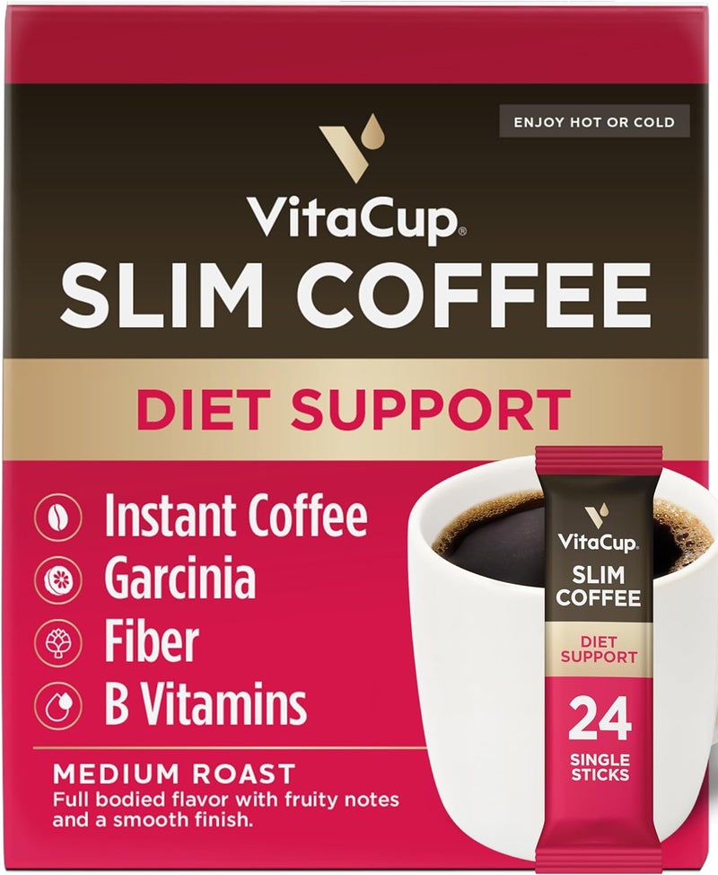 VitaCup Slim Instant Coffee Packets with Garcinia, Fiber, and B Vitamins - 24 Count Medium Dark Roast - Image 1