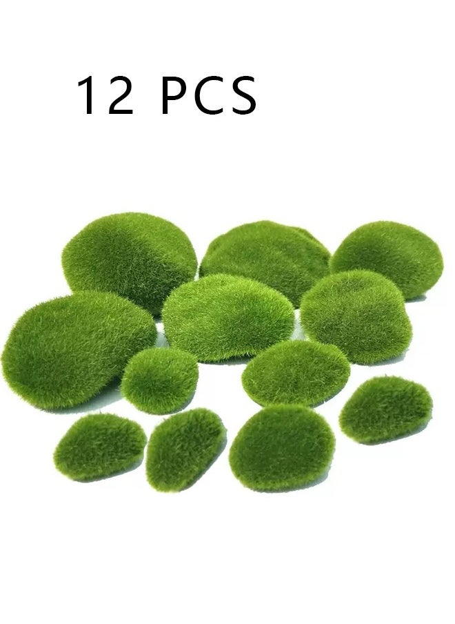 Generic 12 Pcs Green Artificial Moss Stone Fake Micro Landscape Decor Accessories  - Image 1