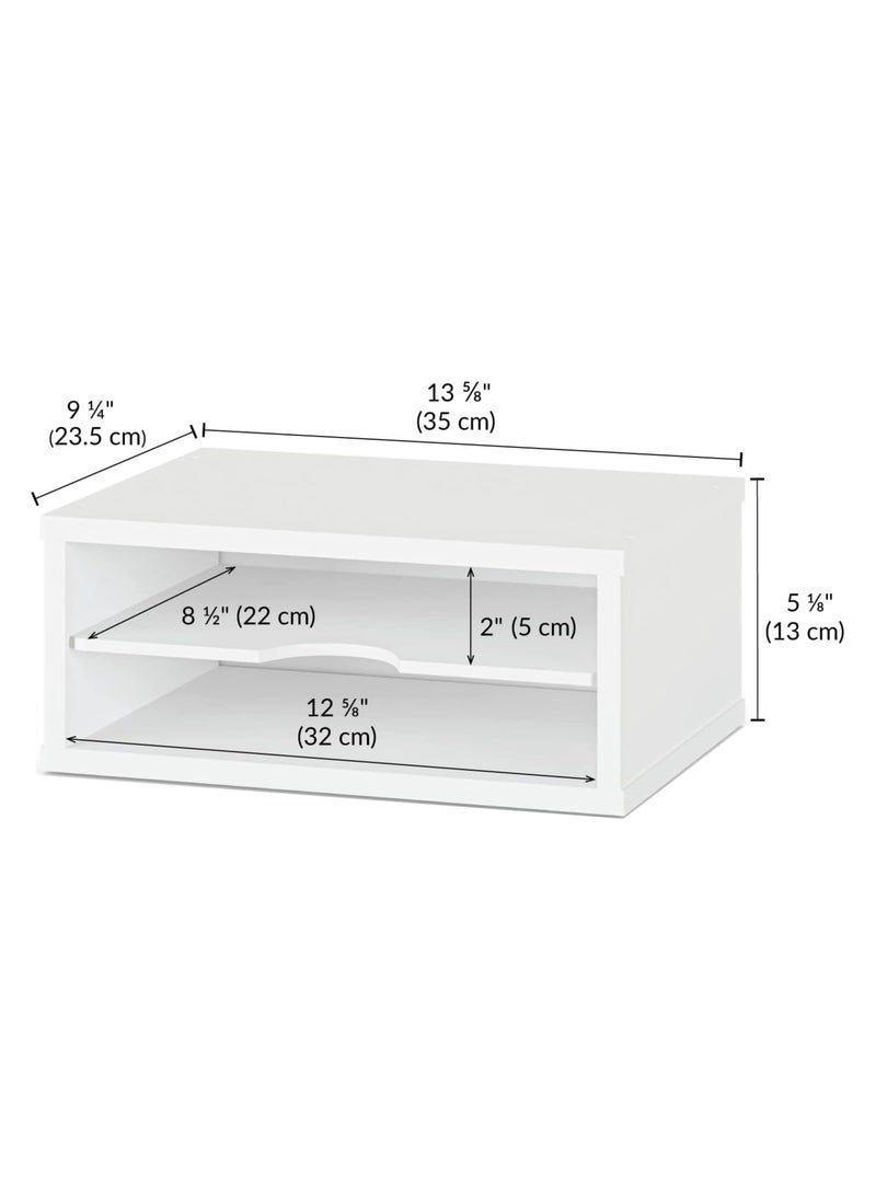 Generic - File Organizer, 2-Tier Document Paper Sorter, Stackable Wood Desk Organizer Mail Holder, Monitor Stand with Storage Shelves, White - Image 1