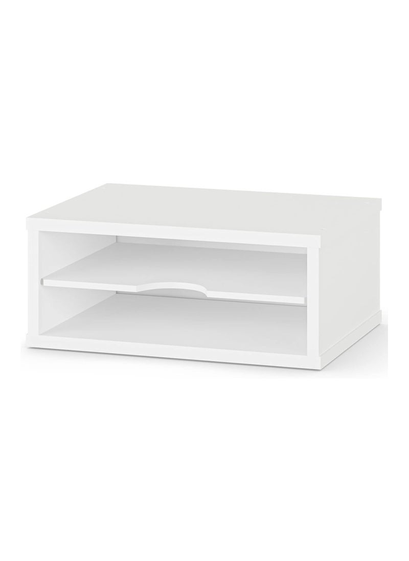 Generic - File Organizer, 2-Tier Document Paper Sorter, Stackable Wood Desk Organizer Mail Holder, Monitor Stand with Storage Shelves, White - Image 1