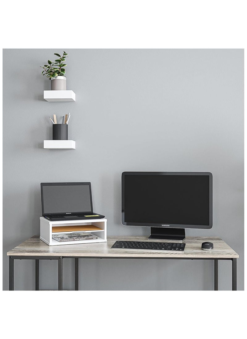 Generic - File Organizer, 2-Tier Document Paper Sorter, Stackable Wood Desk Organizer Mail Holder, Monitor Stand with Storage Shelves, White - Image 1