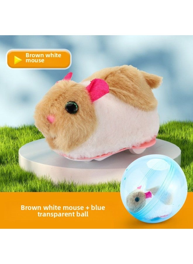 Shake The Same Electric Rabbit Cat Hamster Rolling Ball Cat Electronic Plush Dog Dog Toy Explosion Unlimited-Color:❣[color Box] Yellow And White Hamster Crawling Ball (blue Ball)❣-Specifications:❣With Rechargeable Battery + Charger❣  - Image 1