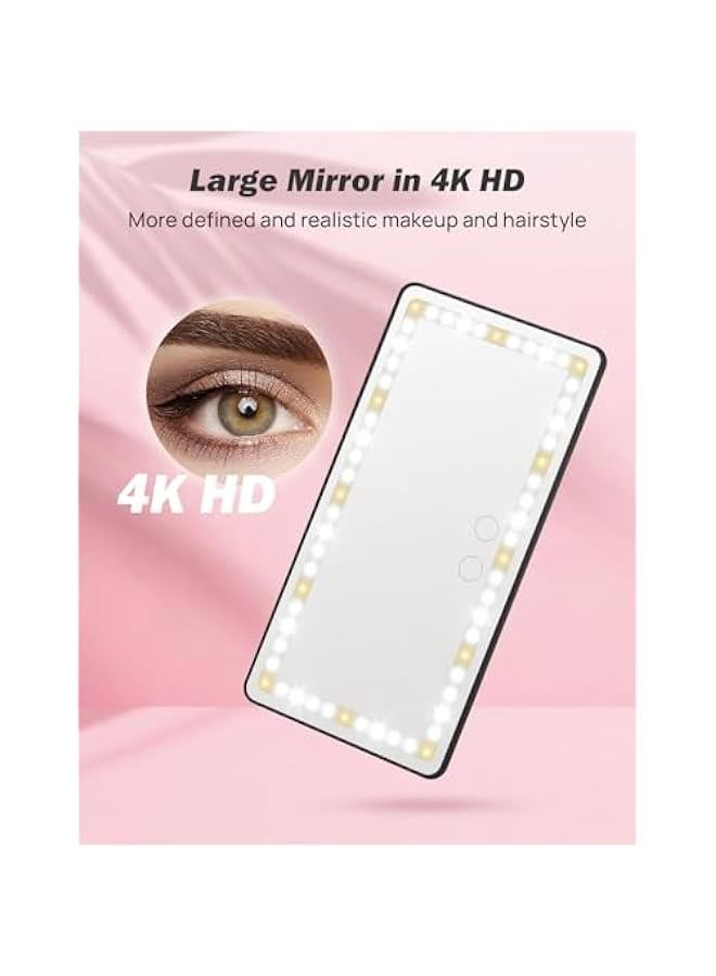Illuminated Car Vanity Mirror with 3 Light Modes & 60 LEDs, Touch-Controlled Travel Makeup Mirror, Rechargeable for Car Truck SUV - Image 4