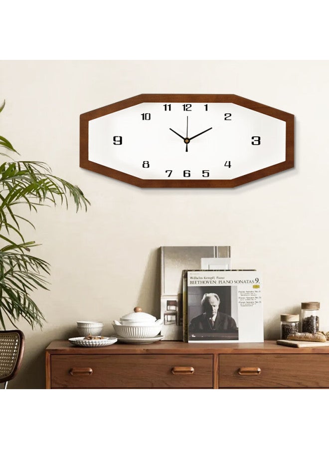 Compas New Chinese Style Solid Wood Octagonal Wall Clock Living Room Creative Home Decor Quartz Wall Clock 9046 - Image 1