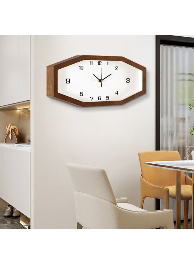 Compas New Chinese Style Solid Wood Octagonal Wall Clock Living Room Creative Home Decor Quartz Wall Clock 9046 - Image 5