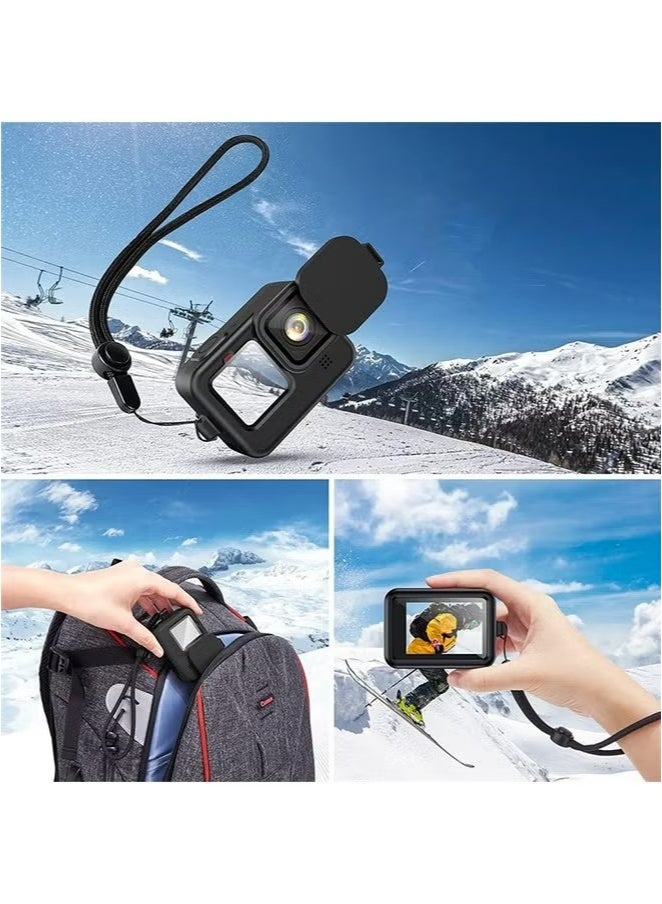 X-level Screen Protector and Silicone Case for GoPro Hero 13 Black,Protective Case with Lanyard and 6 Pcs Tempered Glass Screen Lens Protector and Lens Cover Cap, Replacement Side Door  - Image 5