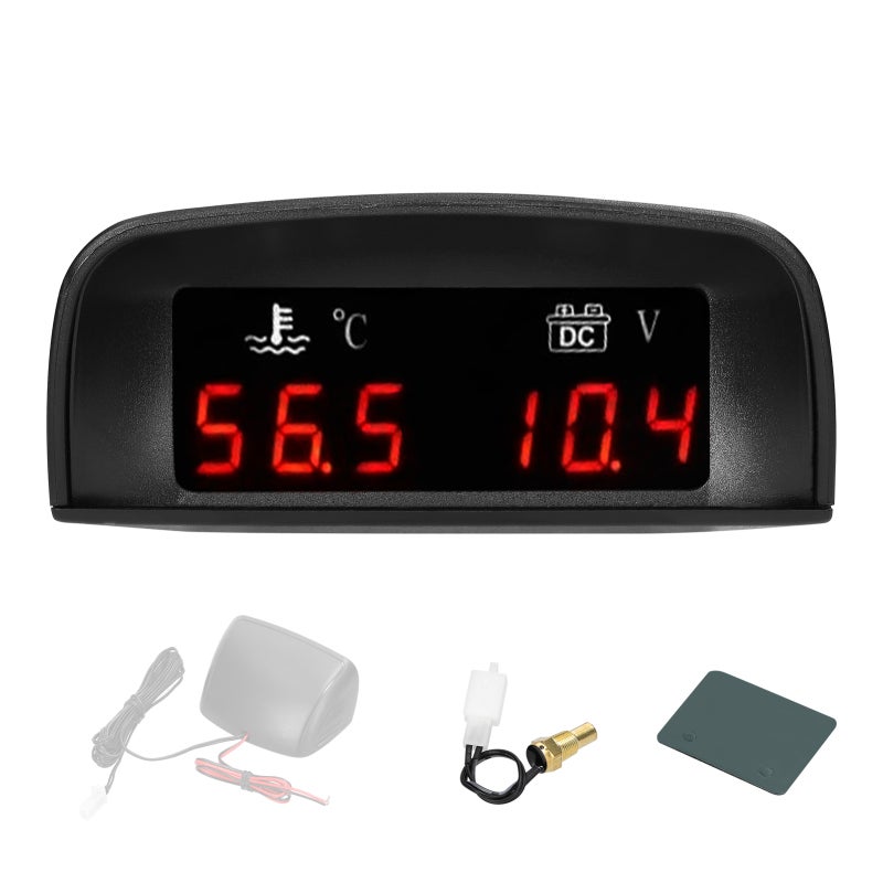 2 in 1 Universal Car Digital Gauge Water Temperature Voltage Gauge Voltmeter 12/24V with 17mm 3/8NPT Sensor for Car Truck SUV RV - Image 1