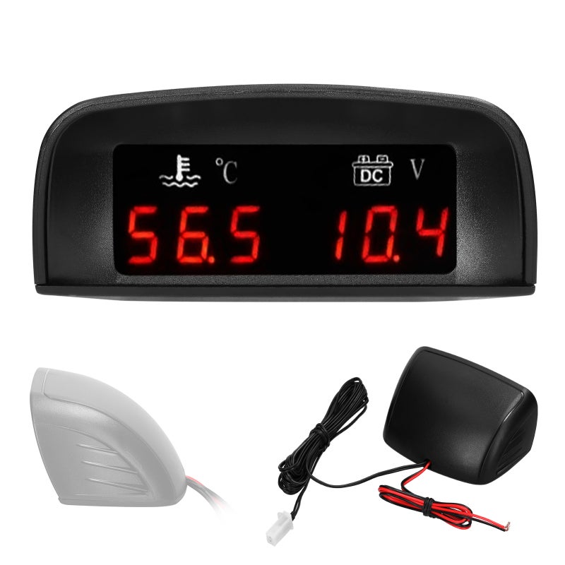 2 in 1 Universal Car Digital Gauge Water Temperature Voltage Gauge Voltmeter 12/24V with 17mm 3/8NPT Sensor for Car Truck SUV RV - Image 2