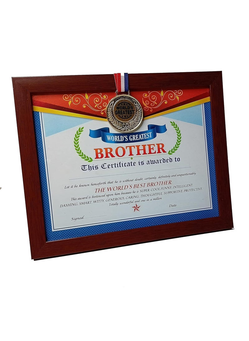 NorthLand Northland World's Greatest Brother Framed Certificate With Gold Medal- Unique Gifts for Brother(Size 11.1 x 9.1 in inches)  - Image 3