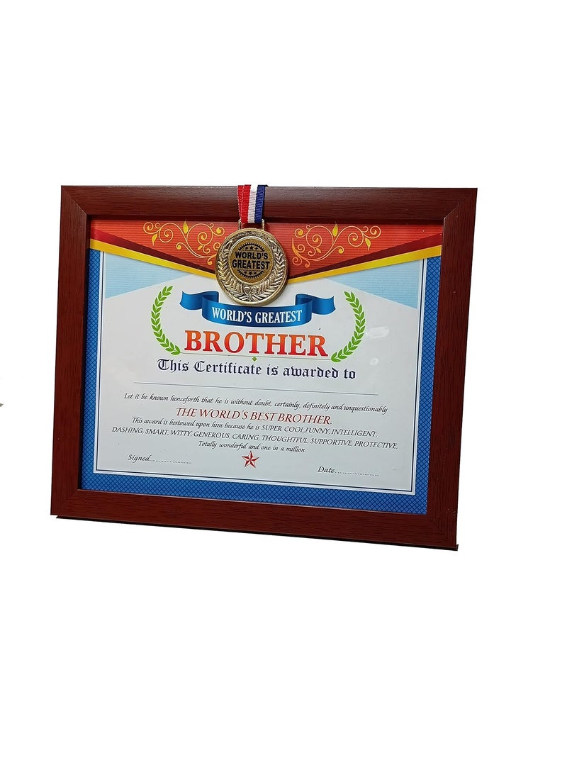 NorthLand Northland World's Greatest Brother Framed Certificate With Gold Medal- Unique Gifts for Brother(Size 11.1 x 9.1 in inches)  - Image 4
