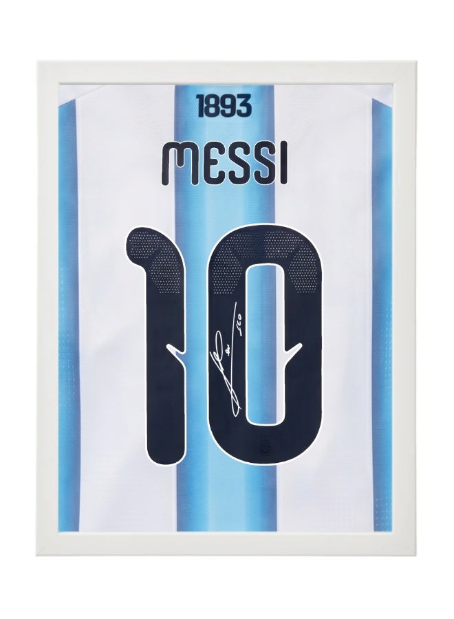Lionel Messi Argentina Jersey #10 World Cup 2026 with Printed Autograph Framed Poster 30x40cm , Soccer Memorabilia Gift for Football Fans