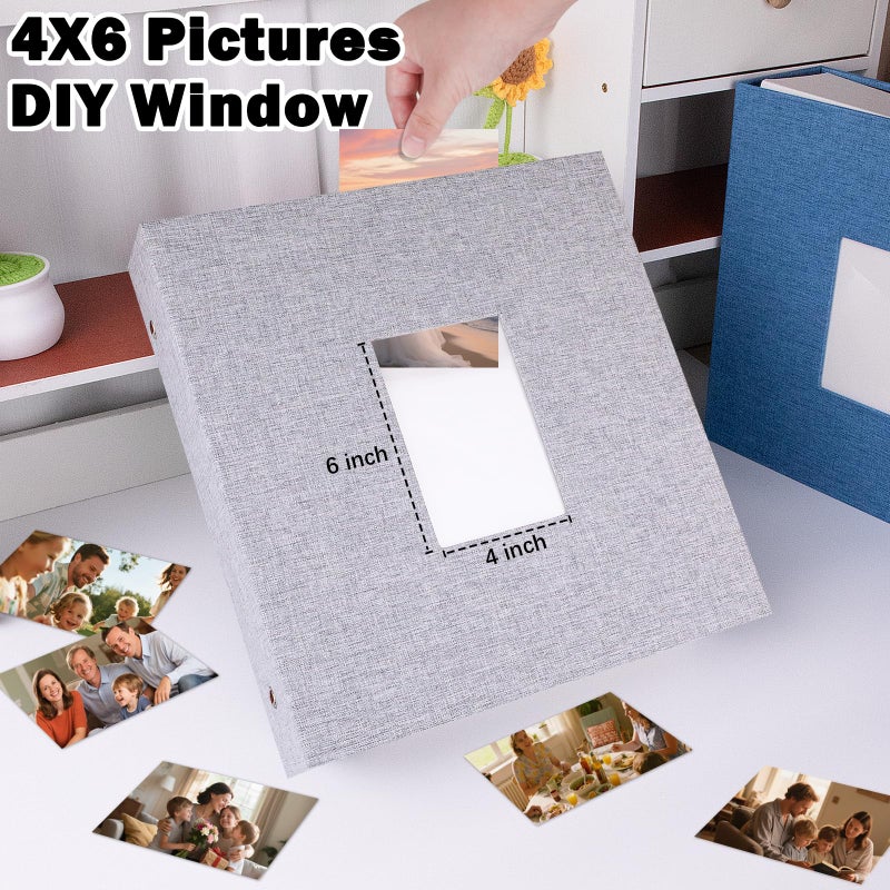 Ruibytree Extra Large Capacity Photo Album 4x6 1000 Pockets, Linen Cover and Front Window,Holds 1000 4x6 Horizontal and Vertical Photos,4 x 6 Picture Book for Family Wedding Anniversary Vacation (Grey) - Image 3