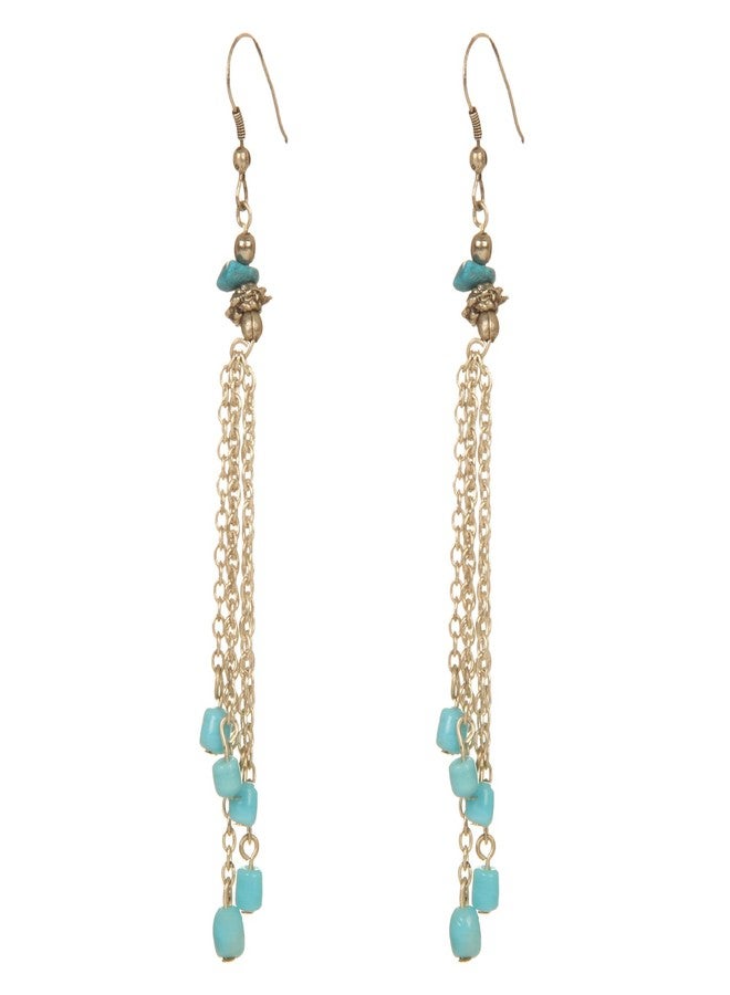 DCA Ice Blue & Gold Glass/Steel Women Earrings (2121)