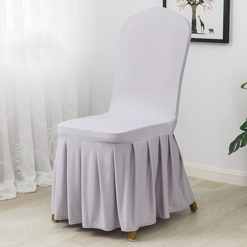 Dimatic Dimatic Dining Room Chair Covers Set of 4  Stretch Parsons Slipcovers with Skirt Super Fit Spandex Chair Seat Protector Cover for Dining Room  Hotel  Ceremony (Grey) - Image 2