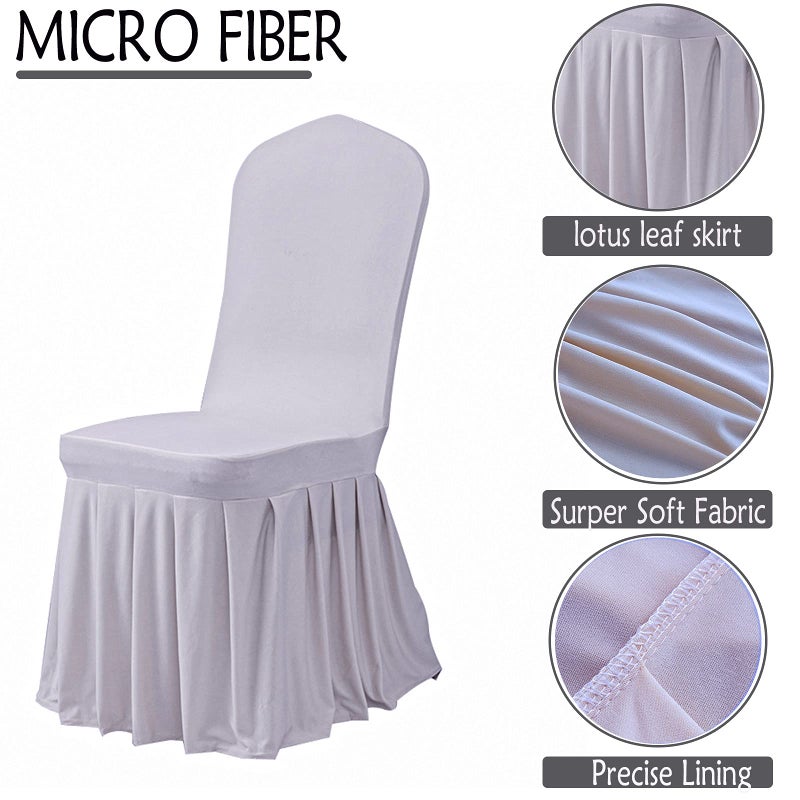 Dimatic Dimatic Dining Room Chair Covers Set of 4  Stretch Parsons Slipcovers with Skirt Super Fit Spandex Chair Seat Protector Cover for Dining Room  Hotel  Ceremony (Grey) - Image 3