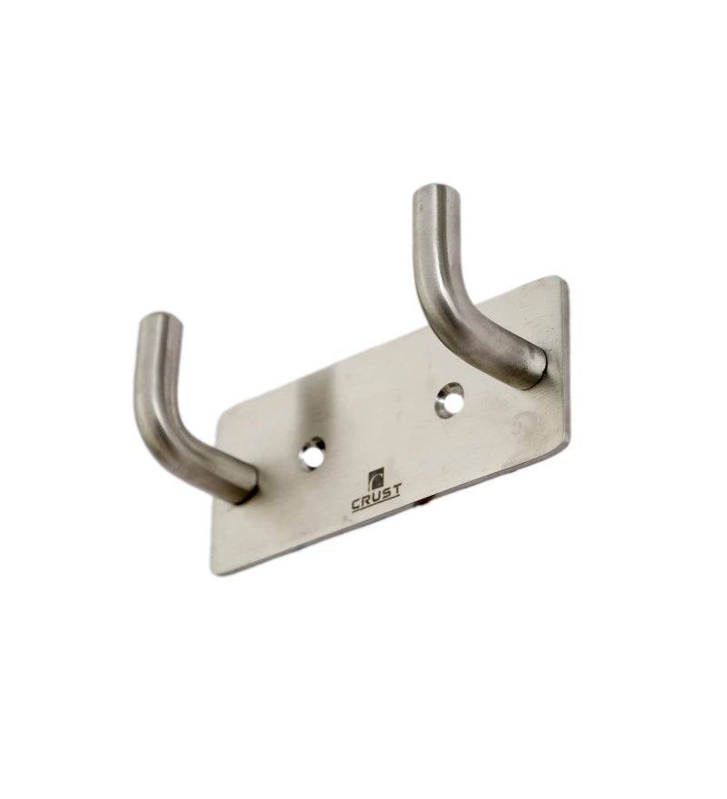 CRUST ULTRA PREMIUM 2 PIN ROBE HOOKS Towel Hooks Brushed Nickel Towel Hook Coat Hooks Wall Mounted SS304 Stainless Steel Wall Hook Robe Hook Towel Hanger for Bathroom Kitchen Hotel Garage Room Heavy Duty - ( Pack of 3) - Image 5