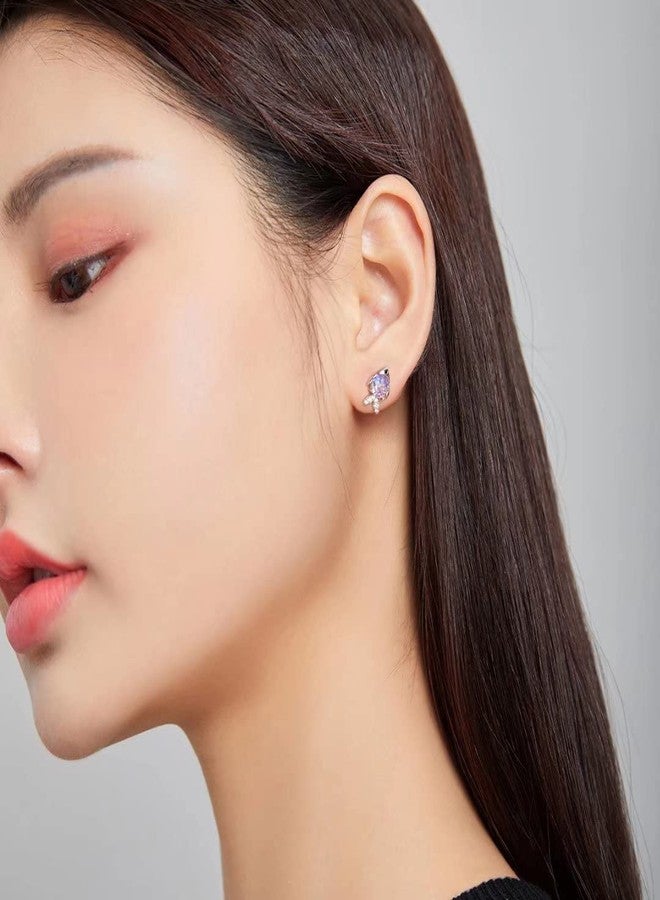 Qings Cute Fish Earrings - Sterling Silver 925 Stud Earrings Cubic Zirconia Purple Dainty Earrings Happy Fish Studs for Women - Image 4