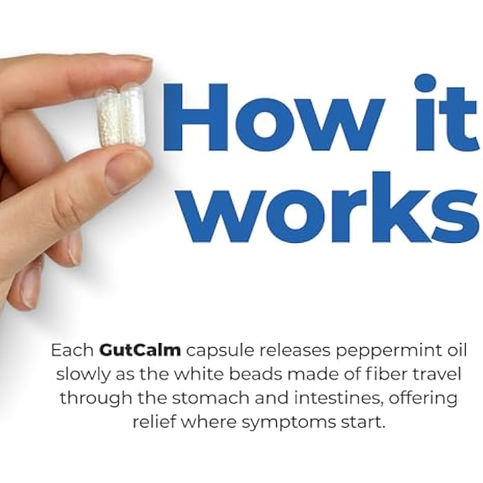 GutCalm غوت كالم - تخفيف متلازمة القولون العصبي - كبسولات زيت النعناع - مكمل للانتفاخ، الغاز، الإمساك وراحة الهضم - 12/عبوة - Image 5