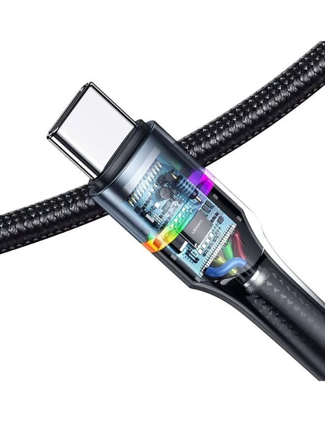 Usams 100W USB C Cable 1M, Braided 100W Power Delivery PD Fast charge Cable USB C to USB C Compatible for iPad mini 6，MacBook Pro 2021 14" 16", MacBook Air, iPad Pro 12.9", Samsung S21+, Huawei P30 With Colorful  - Image 2
