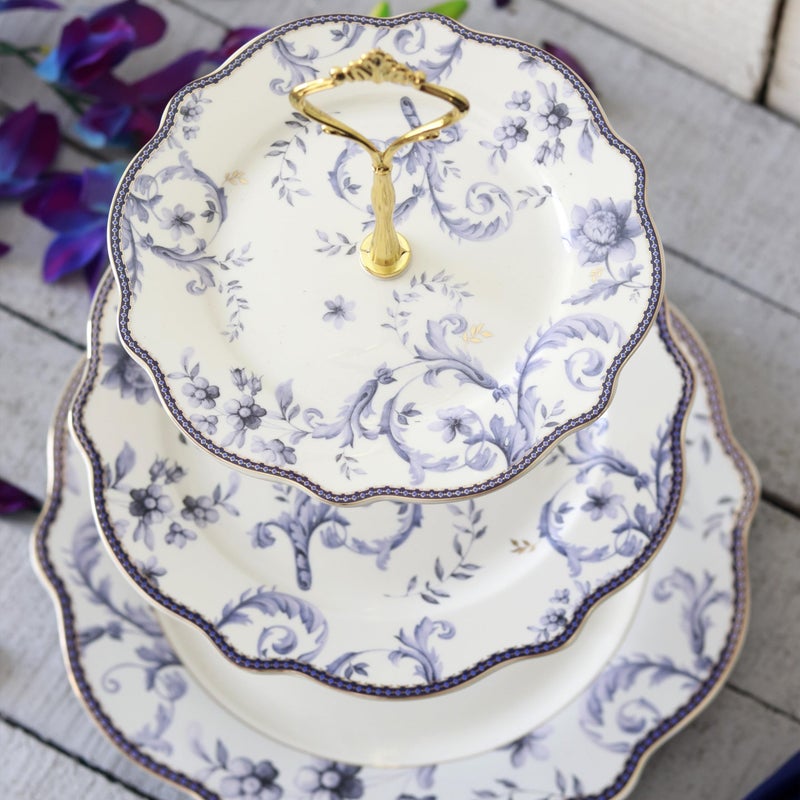 Vigneto Midnight Blue Three Tier Dessert Stand, Cupcake Display and Cake Stand, Detachable Serving Dessert Tower | Finest Premium Porcelain - Image 1