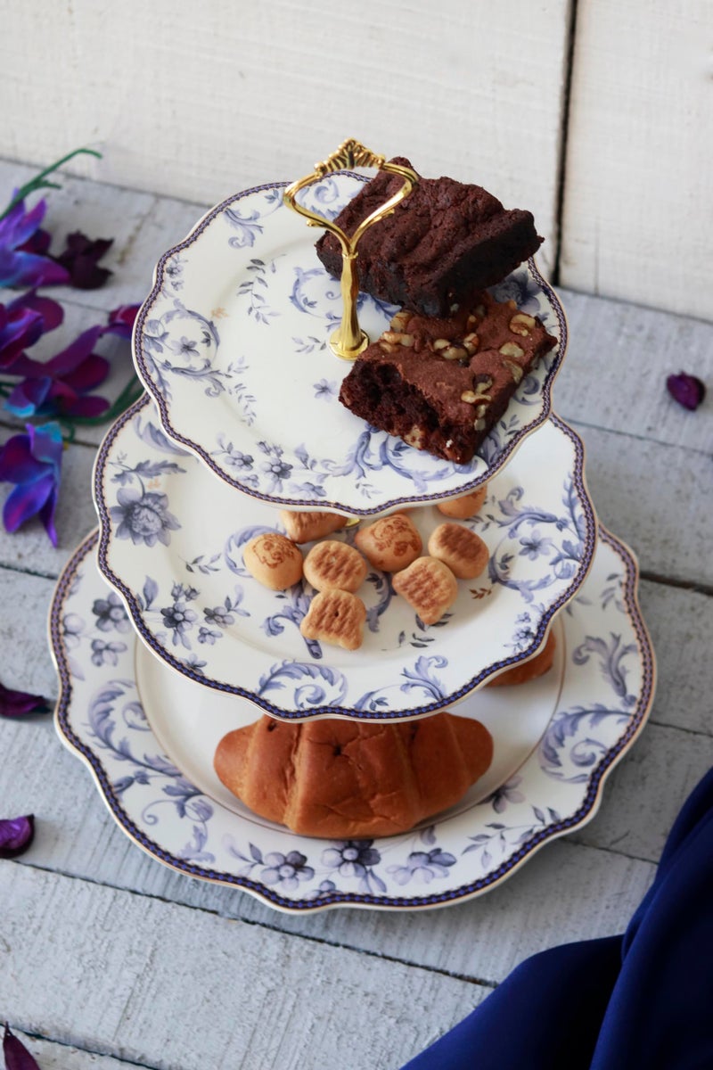 Vigneto Midnight Blue Three Tier Dessert Stand, Cupcake Display and Cake Stand, Detachable Serving Dessert Tower | Finest Premium Porcelain - Image 5