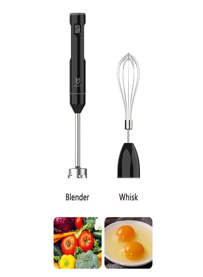 UTALENT Cordless Hand Blender, UTALENT Variable Speed Immersion Blender handheld Rechargeable, with USB-C Charging Cable, Egg Whisk, for Smoothies, Milkshakes, Hummus and Soups - Black - Image 3