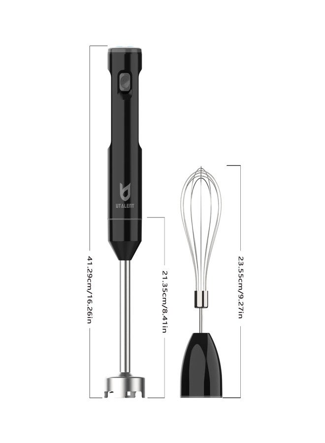 UTALENT Cordless Hand Blender, UTALENT Variable Speed Immersion Blender handheld Rechargeable, with USB-C Charging Cable, Egg Whisk, for Smoothies, Milkshakes, Hummus and Soups - Black - Image 5