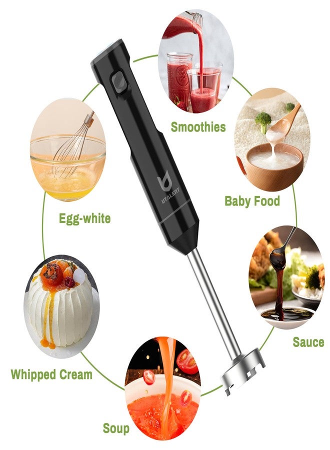 UTALENT Cordless Hand Blender, UTALENT Variable Speed Immersion Blender handheld Rechargeable, with USB-C Charging Cable, Egg Whisk, for Smoothies, Milkshakes, Hummus and Soups - Black - Image 4