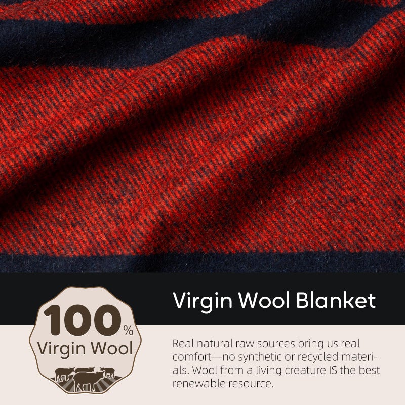 Molithe 100% Wool Blanket, 62" x 86", Warm, Thick, Washable, Military Wool Blanket, Great for Camping, Outdoors, Sporting Events, Survival Kits - Image 3