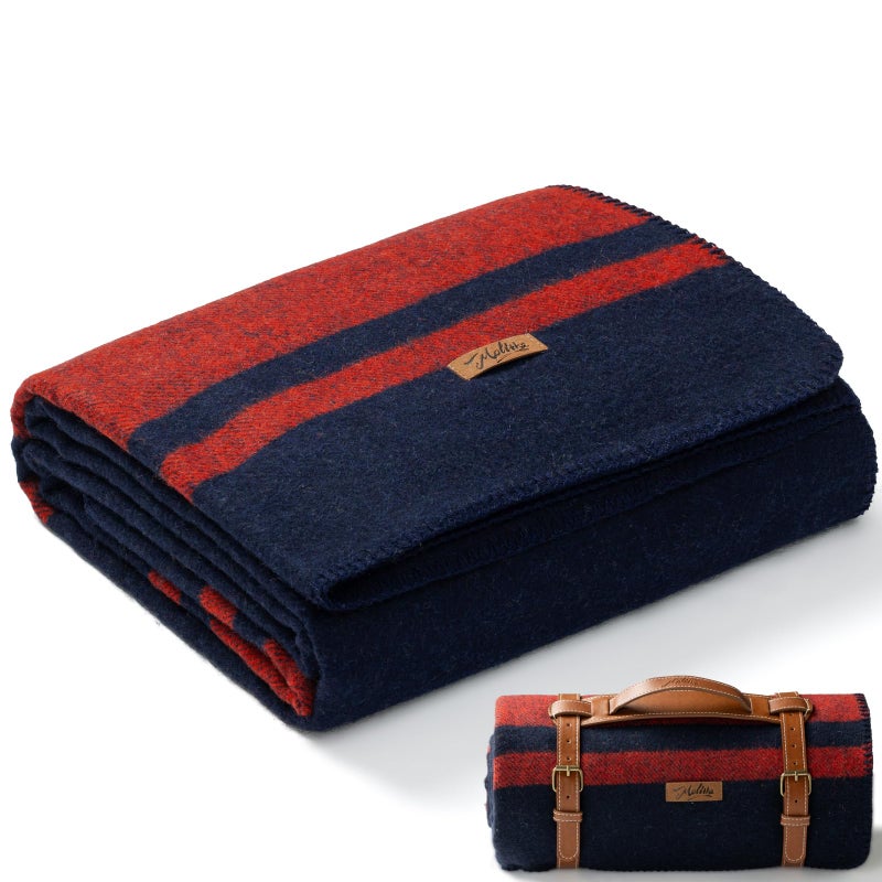 Molithe 100% Wool Blanket, 62" x 86", Warm, Thick, Washable, Military Wool Blanket, Great for Camping, Outdoors, Sporting Events, Survival Kits - Image 1