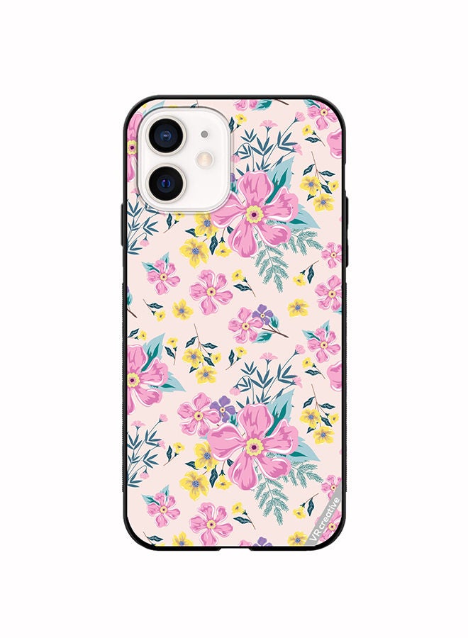 VR CREATIVE Protective Case Cover For Apple iPhone 11 Pink Flowers Seamless Pattern Design Multicolour - Image 1
