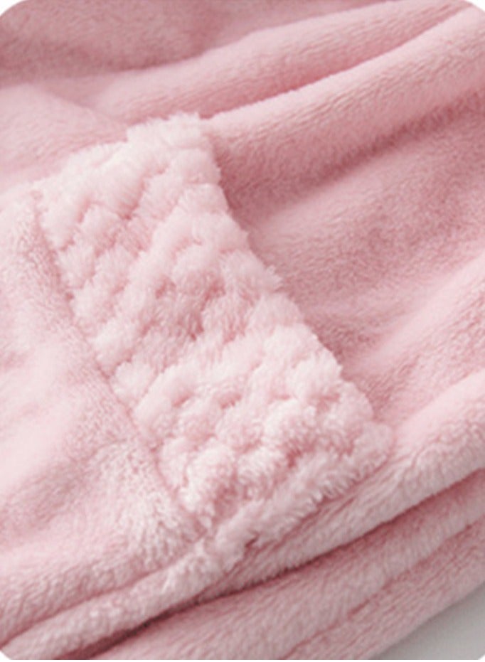 إسكدنيا المرأة الشتاء طويلة سميكة فستان ليلي الشعاب المرجانية الصوف رداء حمام بيجاما الوردي - Image 2