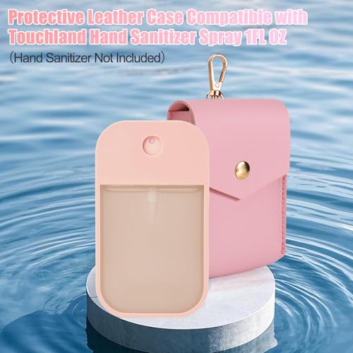 Solldgt Case Compatible with Touchland Hand Sanitizer Spray - Leather Protective Case Holder with Keychain for Touch land Power Mist Glow Mist 1 fl oz, Accessories for Hand Sanitizer Spray (Pink) - Image 2