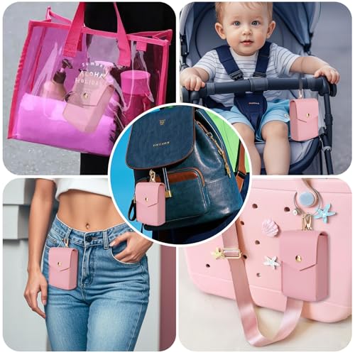 Solldgt Case Compatible with Touchland Hand Sanitizer Spray - Leather Protective Case Holder with Keychain for Touch land Power Mist Glow Mist 1 fl oz, Accessories for Hand Sanitizer Spray (Pink) - Image 3