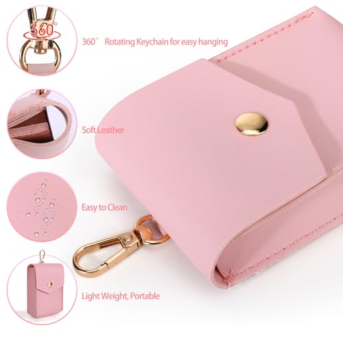 Solldgt Case Compatible with Touchland Hand Sanitizer Spray - Leather Protective Case Holder with Keychain for Touch land Power Mist Glow Mist 1 fl oz, Accessories for Hand Sanitizer Spray (Pink) - Image 4