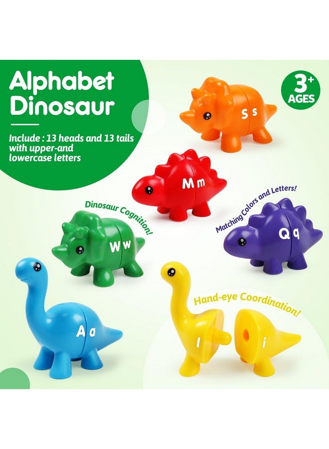USATDD Matching Letters Dinosaur Toy Doublesided Abc Letters Dinosaur Match Game Preschool Fine Motor Toy With Uppercase Lowercase Alphabet Educational Learning Toys For Toddlers Boys Girls - Image 2
