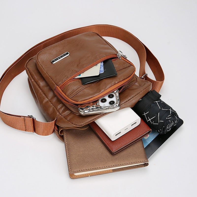 Men's PU Leather Crossbody Shoulder Bag, Business Casual, Large Capacity - Image 3