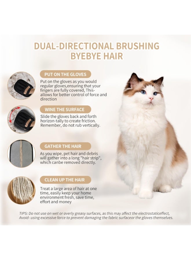 2𝑷𝒄𝒔 Pet Hair Removal Glove for Cats & Dogs, Newly Pro Five-Finger Electrostatic Pet Hair Remover Gloves, Reusable & Washable Magic Brush Pet Hair Removal Tool for Couch, Clothing, Carpet, Car Seat - Image 4