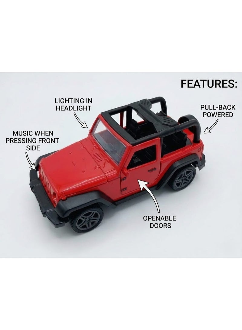 TOOLY Die-cast pull-back metal Open-Top car with music, lights, and manual doors,Red colour , Pack size 15.8x6x6.8 CM. - Image 4
